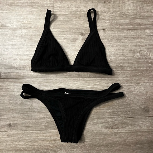 Seafolly Other - Seafolly Australia Black Ribbed Bikini Set